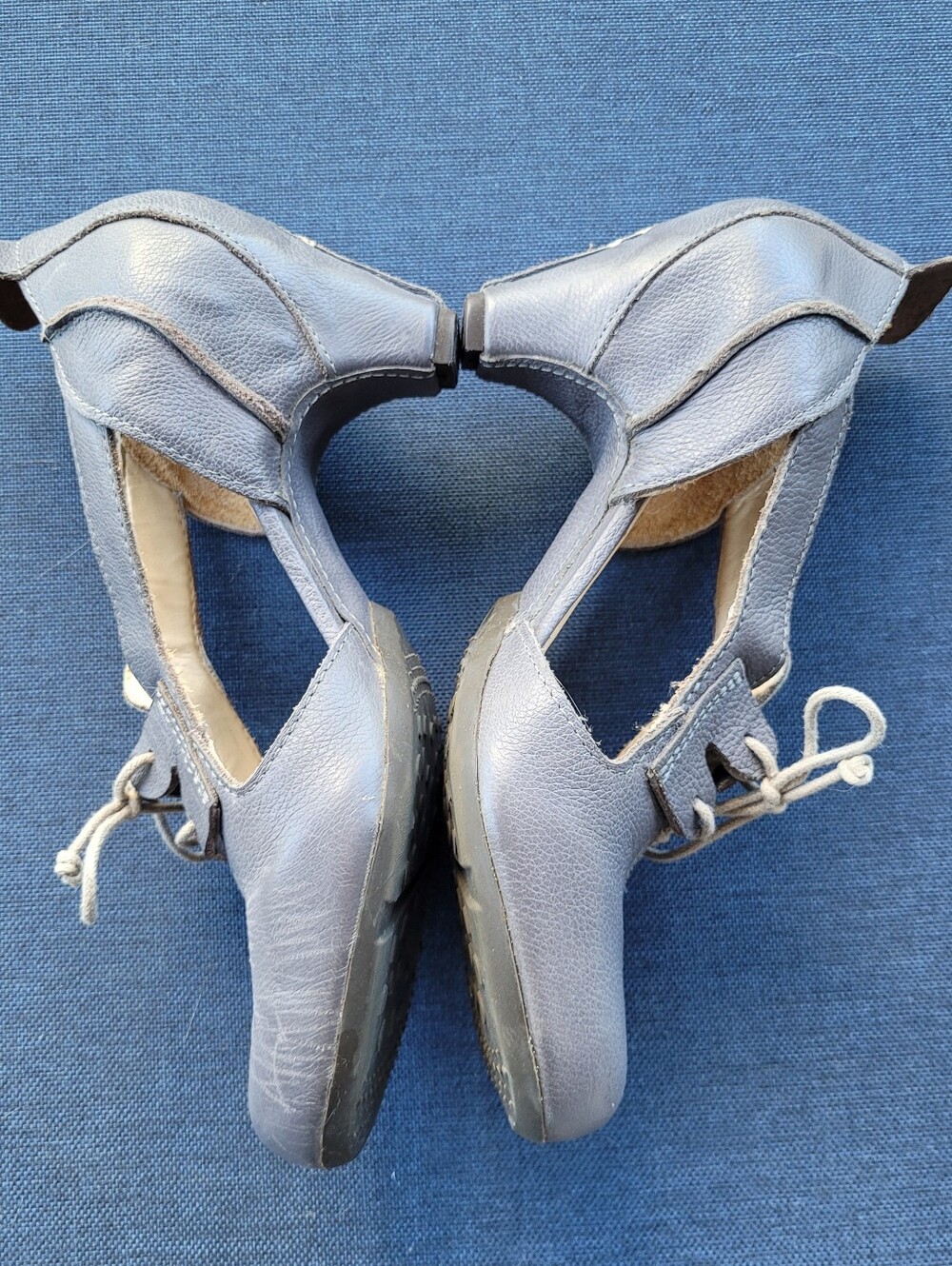 Sergio Tomani Grey Cutout Lace-Up Leather Heels (39)